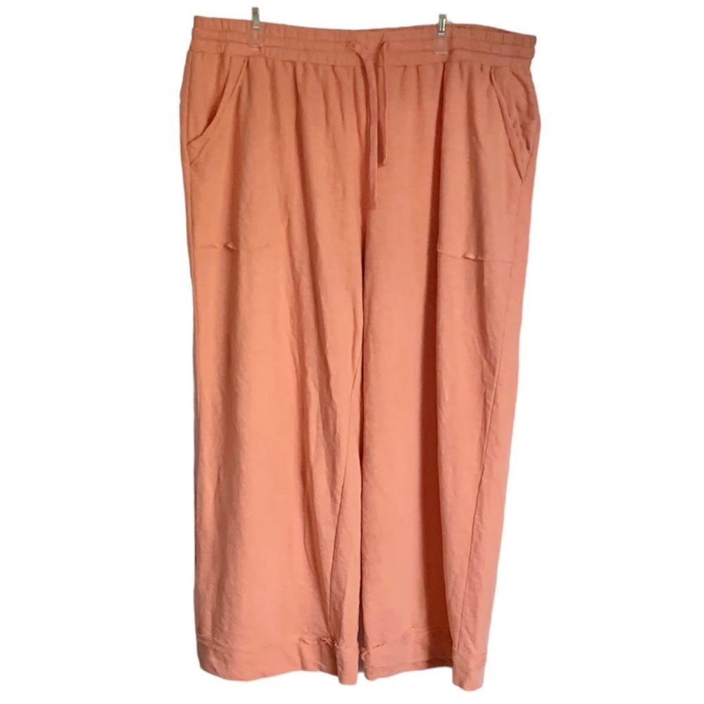 Wonderly Peach Tie-waist Cropped Wide Leg Pants